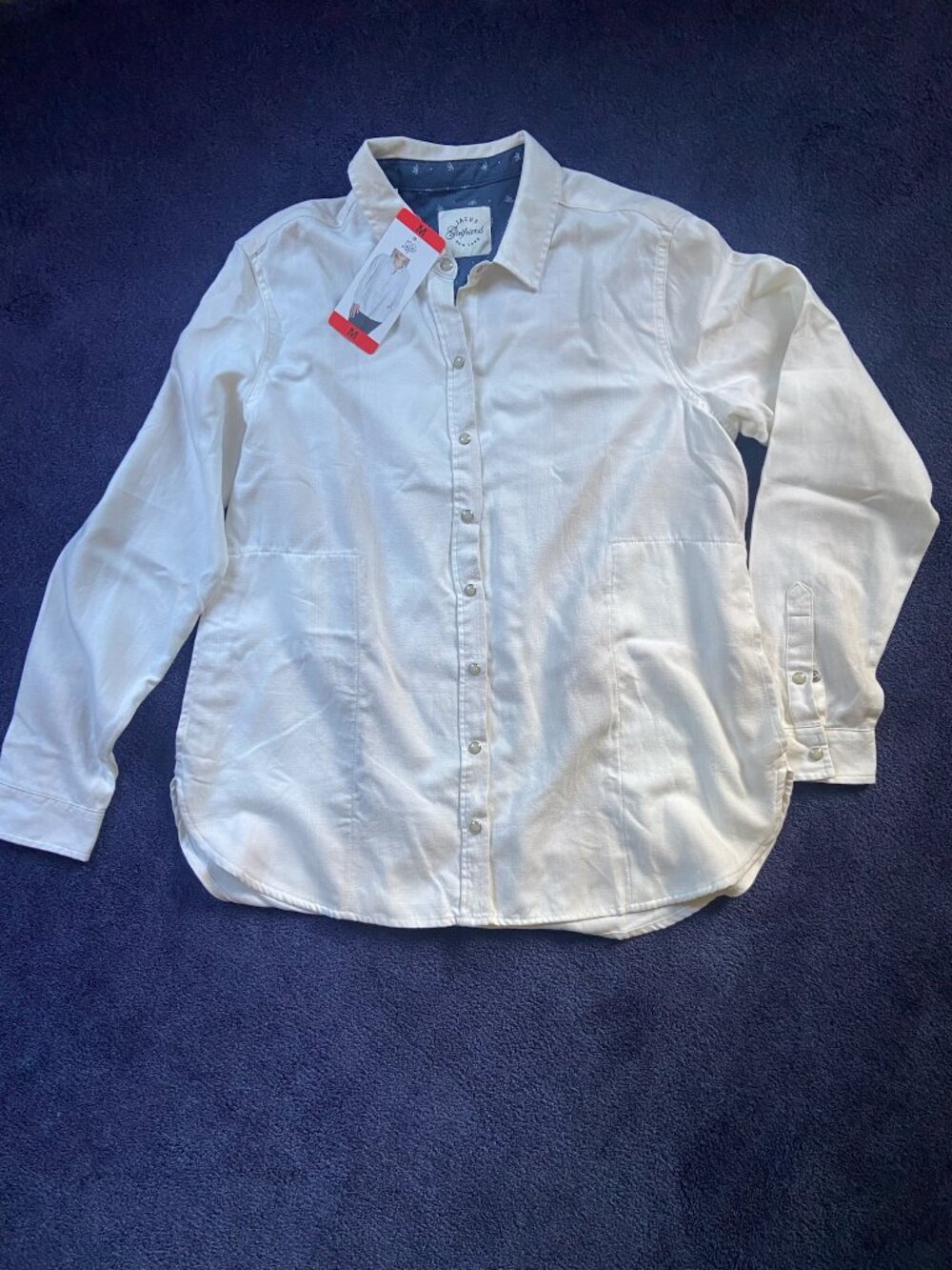NWT JACHS Girlfriend White Button Down Shirt Sz M